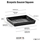 Ecopots Rotterdam Kasten-Untersetzer (37,1 x 34,5 x 3,4 cm, Kunststoff, Dunkelgrau) | BAUHAUS