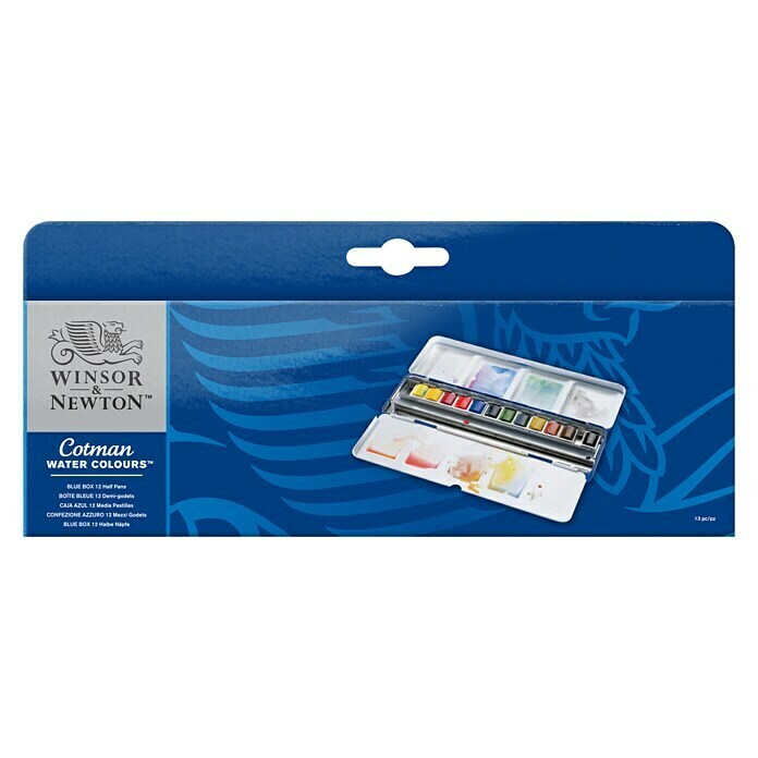 Winsor & Newton Cotman Aquarellfarben-Set Blue BoxTopf Front View