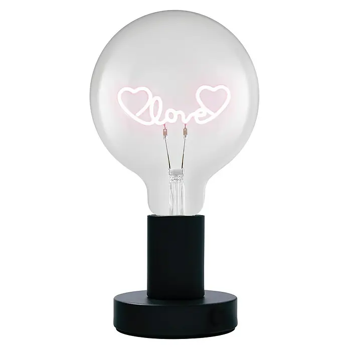 Ledvance Lámpara de sobremesa LED redonda Love - Ø x Al: 12,5 x 23,1 cm, Negro, Blanco cálido - La bombilla decorativa "Love" crea un ambiente romántico. La bombilla con la base negra es un verdadero reclamo visual.