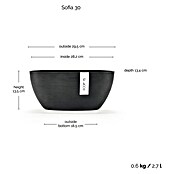 Ecopots Sofia Pflanzschale Oval (L x B x H: 29,5 x 13,4 x 13,5 cm, Grau) | BAUHAUS