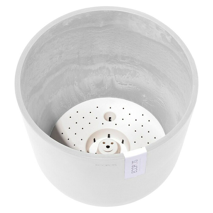 Ecopots Oslo Pflanztopf mit Wasserspeicher (Außenmaß (Ø x H): 25 x 21,4 cm, Kunststoff, Weiß) | BAUHAUS