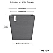 Ecopots Rotterdam Pflanzkasten mit Wasserspeicher (Außenmaß (L x B x H): 35 x 35 x 34,4 cm, Kunststoff, Grau) | BAUHAUS