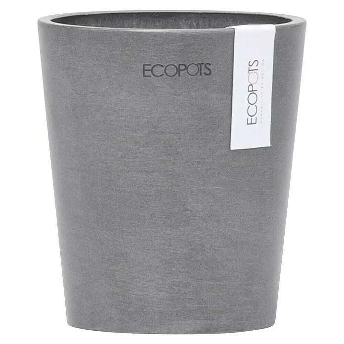 Ecopots Orchideentopf Morinda - Außenmaß (Ø x H): 11 x 12,5 cm, Kunststoff, Grau - Grauer runder Ecopot-Pflanztopf aus Verbundmaterial mit einem minimalistischen Design, ideal für moderne Innenräume.