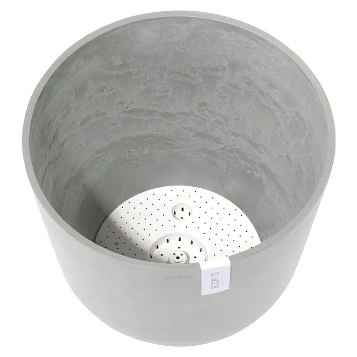Ecopots Oslo Pflanztopf mit Wasserspeicher - Außenmaß (Ø x H): 45 x 39,4 cm, Kunststoff, Weißgrau - Grauer ECOPOTS Blumentopf mit integriertem Bewässerungssystem, ideal für Zimmerpflanzen und Balkon. Stilvolles Design für jedes Zuhause.