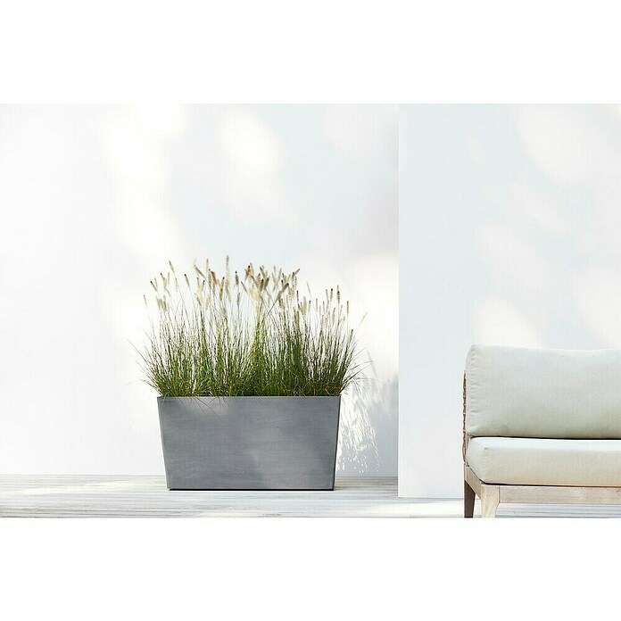 Ecopots Pflanzkasten Paris (Außenmaß (L x B x H): 100,5 x 39,6 x 51,8 cm, Kunststoff, Grau, Ausstattung Pflanzgefäß: Rollen) | BAUHAUS