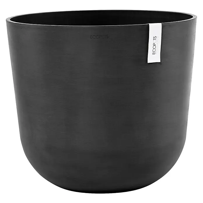 Ecopots Oslo Pflanztopf mit Wasserspeicher - Außenmaß (Ø x H): 55 x 48,5 cm, Kunststoff, Dunkelgrau - Schwarzer Ecopots-Blumentopf mit abgerundeter Form und modernem Design für den Innen- und Außenbereich.
