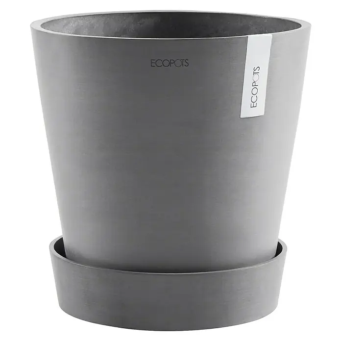Ecopots Amsterdam Blumentopf-Untersetzer mit Rollen - Außenmaß (Ø x H): 34,1 x 9 cm, Kunststoff, Grau - Grauer ECOPOTS Blumentopf mit passender Untertasse, ideal für Pflanzenliebhaber. Stilvolles Design für Innen- und Außenbereiche.