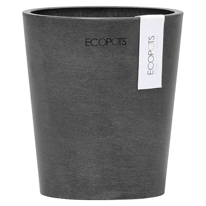 Ecopots Orchideentopf Morinda - Außenmaß (Ø x H): 11 x 12,5 cm, Kunststoff, Dunkelgrau - Ecopots Pflanzgefäß in Anthrazit, mit schlichter Form und sichtbarem Markenlogo, ideal für Innen- und Außenbereiche.