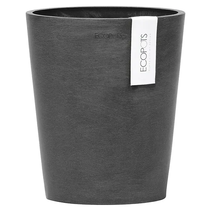 Ecopots Orchideentopf Morinda - Außenmaß (Ø x H): 17,1 x 19,5 cm, Kunststoff, Dunkelgrau - Aufnahme eines ECOPOTS Pflanzgefäßes in Anthrazit, bekannt für seine Robustheit und stilvolles Design, ideal für den Innen- und Außenbereich.