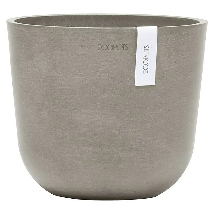 Ecopots Oslo Pflanztopf Mini - Außenmaß (Ø x H): 19 x 16,5 cm, Kunststoff, Braungrau - Ein grauer Ecopots-Blumentopf, ideal für Innen- und Außenbereiche. Das stilvolle Design und die hochwertige Verarbeitung machen ihn zu einem Hingucker.