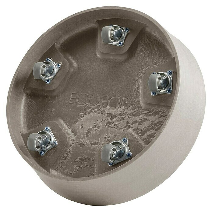 Ecopots Amsterdam Blumentopf-Untersetzer mit Rollen (Außenmaß (Ø x H): 28,7 x 8,3 cm, Kunststoff, Taupe) | BAUHAUS