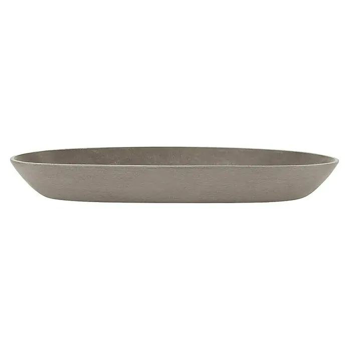 Ecopots Sofia Blumentopf-Untersetzer Oval - Außenmaß (L x B x H): 24,9 x 7,9 x 3 cm, Kunststoff, Braungrau - Graue, längliche Schale mit abgerundeten Kanten, perfekt als dekoratives Element für den Innenbereich. Schlichtes Design für vielseitige Nutzung.