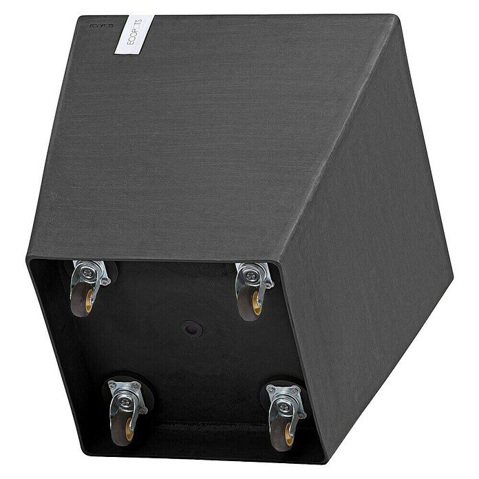 Ecopots Rotterdam Pflanzkasten mit Rollen (Außenmaß (L x B x H): 50,2 x 50,2 x 49,5 cm, Kunststoff, Dunkelgrau) | BAUHAUS