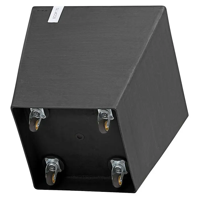 Ecopots Rotterdam Pflanzkasten mit Rollen - Außenmaß (L x B x H): 50,2 x 50,2 x 49,5 cm, Kunststoff, Dunkelgrau - Ein quadratischer, anthrazitfarbener Pflanzkasten mit Rollen für den einfachen Transport und der Marke "Ecopots" für Innen- und Außenbereiche.