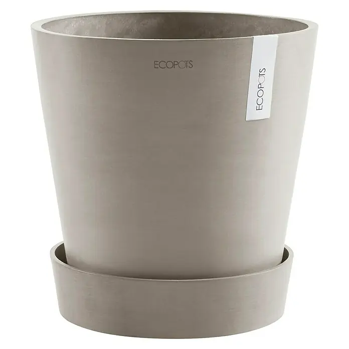 Ecopots Amsterdam Blumentopf-Untersetzer mit Rollen - Außenmaß (Ø x H): 34,1 x 9 cm, Kunststoff, Braungrau - Ecopot Pflanzgefäß mit passender Untertasse. Das moderne Design ergänzt jeden Außenbereich.