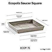 Ecopots Rotterdam Kasten-Untersetzer (16,5 x 16 x 2,5 cm, Kunststoff, Braungrau) | BAUHAUS