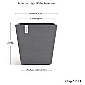 Ecopots Rotterdam Pflanzkasten mit Wasserspeicher (Außenmaß (L x B x H): 25 x 25 x 24,6 cm, Kunststoff, Grau) | BAUHAUS