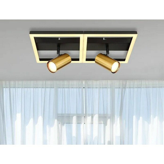 Globo Wand- & Deckenspot Marrie (L x B x H: 44 x 22 x 15,5 cm, Schwarz, Messing, Warmweiß) | BAUHAUS