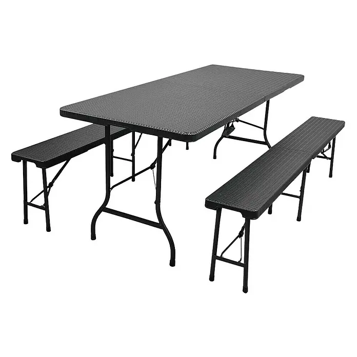 Chefgastro Gartentisch-Set 3-teilig klappbar, 1x Buffettisch & 2x Bierbank, Bierzeltgarnitur - Gesamtumfang: 3 -tlg., Klappbar