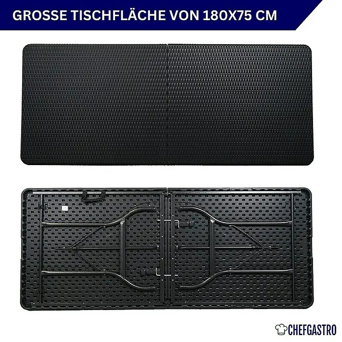 Chefgastro Gartentisch-Set 3-teilig klappbar, 1x Buffettisch & 2x Bierbank, Bierzeltgarnitur - Gesamtumfang: 3 -tlg., Klappbar