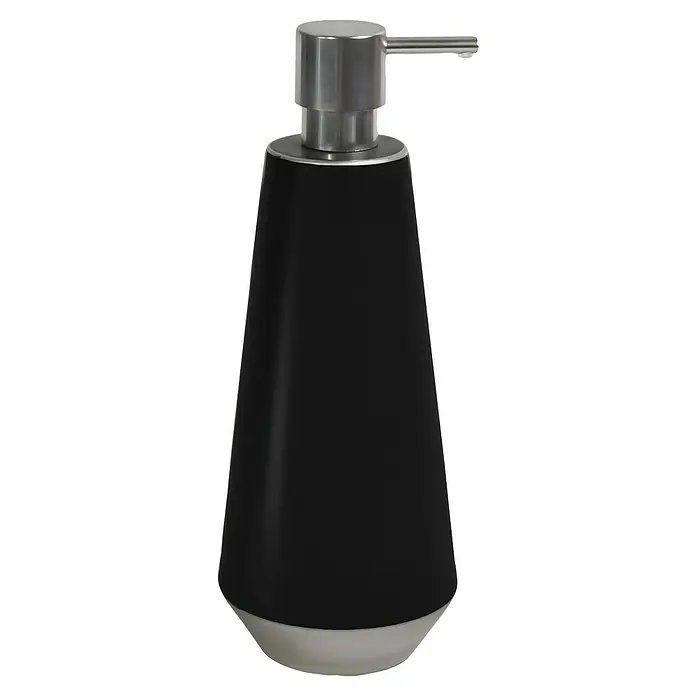Spirella Joshua Dosificador de jabón - Cerámica, Negro y plateado - Elegante dispensador de jabón negro con cabezal de bomba plateado, un accesorio de estilo para cualquier baño que combina funcionalidad con diseño moderno.