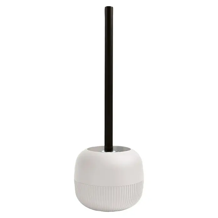 Spirella Gino Escobillero - Altura: 37 cm, Plástico (ABS), Blanco - Escobilla de baño blanca con mango negro elegante, un accesorio de baño moderno e higiénico.