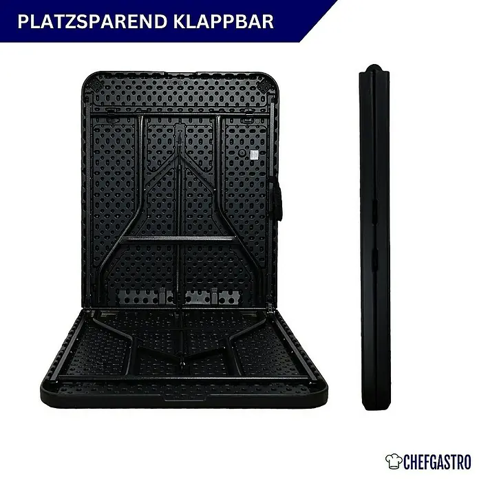 Chefgastro Gartentisch Buffettisch klappbar aus Kunststoff mit Tragegriff, für 8 Personen - L x B x H: 75 x 180 x 74 cm, Viereckig, Schwarz