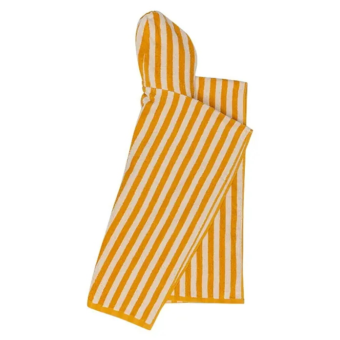 Swim Essentials Badeponcho - Baumwolle, Gelb-Weiß - Gelb-weiß gestreiftes Handtuch mit Kapuze. Ideal für Strand und Schwimmbad, kuschelig weich und saugfähig.