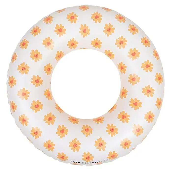 Swim Essentials Schwimmring - Durchmesser: 55 cm, Floral Love - Ein aufblasbarer Schwimmreifen mit einem niedlichen Gänseblümchenmuster für sommerlichen Spaß im Wasser.