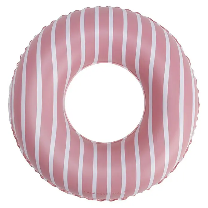 Swim Essentials Schwimmring - Durchmesser: 55 cm, Streifen - Pinkfarbener Schwimmreifen mit weißen Streifen. Perfekt für den Pool oder Strand und sorgt für Spaß beim Schwimmen.