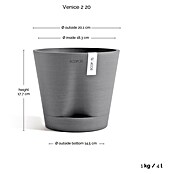 Ecopots Pflanztopf Venice 2 (Außenmaß (Ø x H): 20,1 x 17,7 cm, Kunststoff, Grau) | BAUHAUS