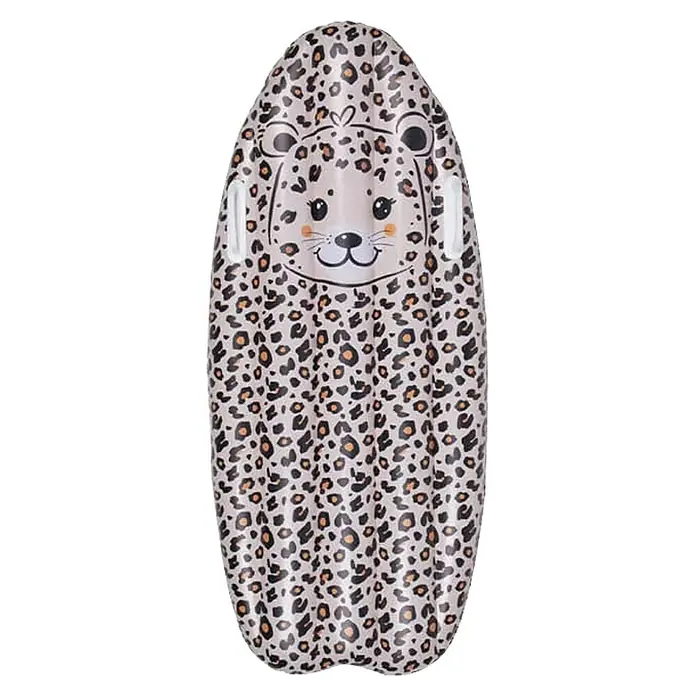 Swim Essentials Luftmatratze Surfboard - Länge: 120 cm, Motiv: Safari - Luftmatratze im Leoparden-Design mit Griffen, ideal für sommerlichen Badespaß im Pool oder am Strand, mit niedlichem Tiergesicht.