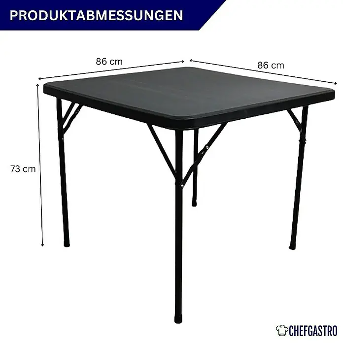 Chefgastro Balkontisch Balkontisch aus Kunststoff, klappbar, für 4 Personen - Klappbar, Viereckig, Schwarz
