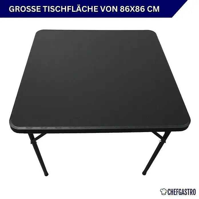 Chefgastro Balkontisch Balkontisch aus Kunststoff, klappbar, für 4 Personen - Klappbar, Viereckig, Schwarz