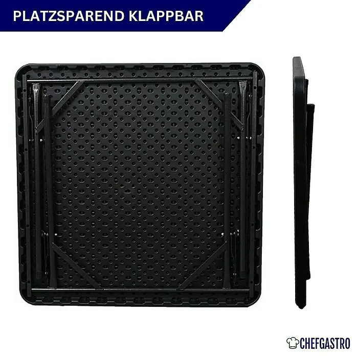 Chefgastro Balkontisch Balkontisch aus Kunststoff, klappbar, für 4 Personen - Klappbar, Viereckig, Schwarz