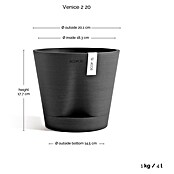Ecopots Pflanztopf Venice 2 (Außenmaß (Ø x H): 20,1 x 17,7 cm, Kunststoff, Dunkelgrau) | BAUHAUS