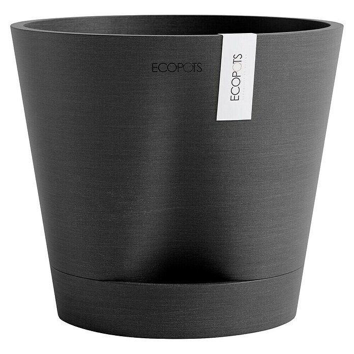 Ecopots Pflanztopf Venice 2 (Außenmaß (Ø x H): 20,1 x 17,7 cm, Kunststoff, Dunkelgrau) | BAUHAUS