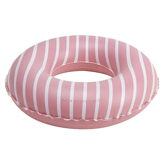 Swim Essentials Schwimmring - Durchmesser: 55 cm, Streifen - Ein pinkfarbener Schwimmreifen mit weißen Streifen, der für Schwimmbadspaß und Wassersicherheit sorgt.