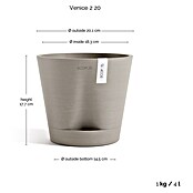 Ecopots Pflanztopf Venice 2 (Außenmaß (Ø x H): 20,1 x 17,7 cm, Kunststoff, Taupe) | BAUHAUS