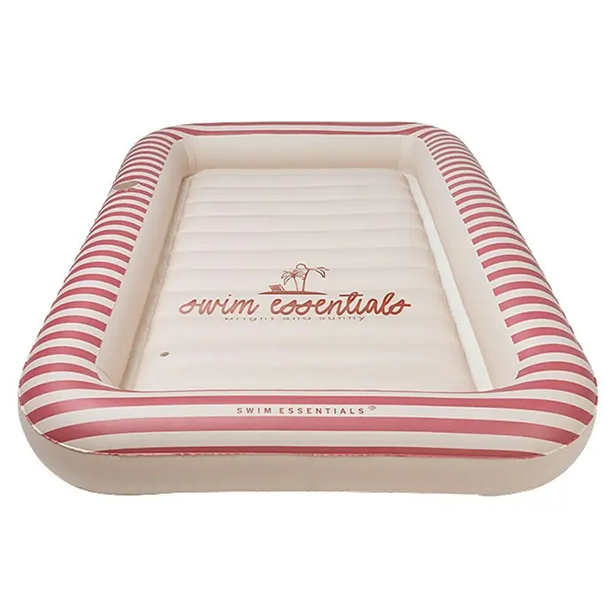 Swim Essentials Luftmatratze Tanning Pool - L x B: 204 x 142 cm, Rot/Beige - Luftmatratze von Swim Essentials mit rosa-weißen Streifen. Ideal zum Entspannen im Pool oder am Strand und bietet Komfort und Stil.