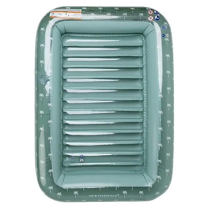 Swim Essentials Luftmatratze Tanning Pool - L x B: 204 x 142 cm, Grün - Eine Luftmatratze mit Palmenmuster. Perfekt für den Pool, der See oder zum Entspannen im Garten. Das Design ist modern und ansprechend.