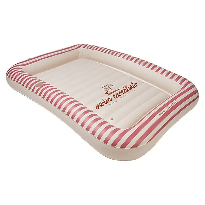Swim Essentials Luftmatratze Tanning Pool - L x B: 204 x 142 cm, Rot/Beige - Aufblasbarer Pool "Swim Essentials" in Beige und Rosa gestreift. Ideal für Kinder, um sich an heißen Tagen abzukühlen.