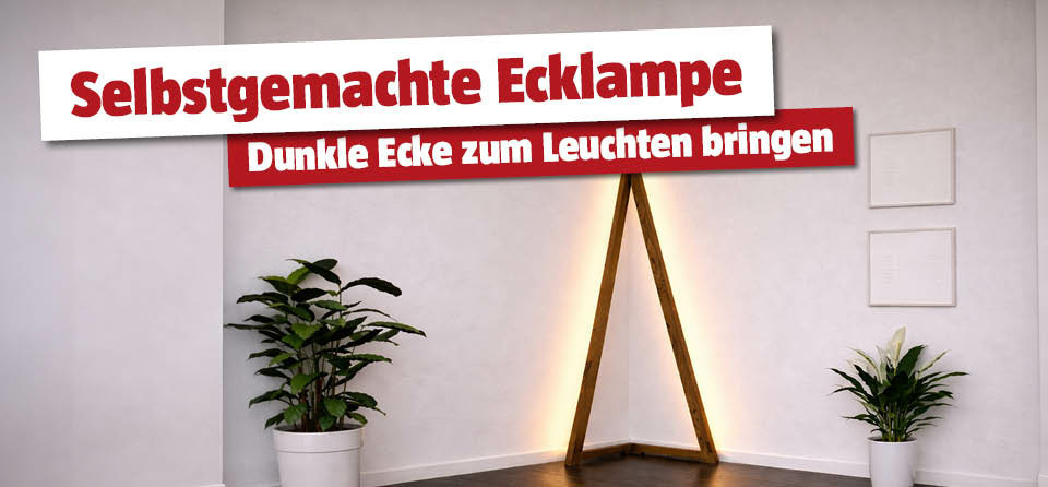 Selbstgemachte Ecklampe aus Holz