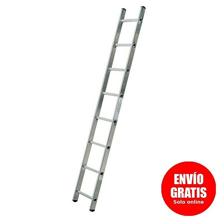 Krause Corda Escalera de peldaños simples (Altura de trabajo: 3,2 m, Número de peldaños: 8 peldaños, Aluminio)