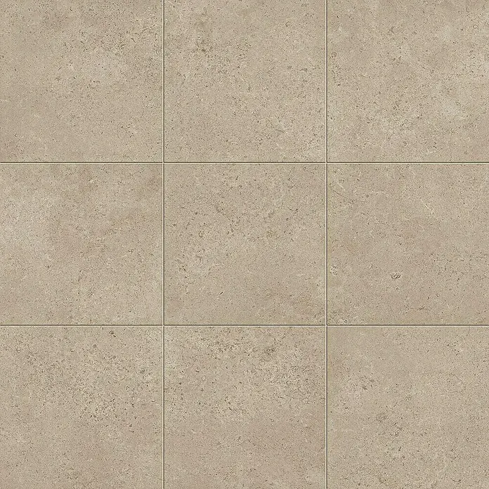 Atlas Concorde Solution Feinsteinzeugfliese Lunastone - 60 x 60 cm, Ash, Matt - Quadratische Bodenfliesen in einem beigen Farbton mit einer subtilen, gesprenkelten Textur, ideal für moderne und klassische Innenräume.