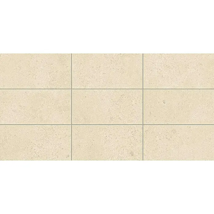 Atlas Concorde Solution Feinsteinzeugfliese Lunastone - 30 x 60 cm, Sand, Matt - Beige Keramikfliesen mit feiner Textur und dunklen Fugen, ideal für ein helles und modernes Raumdesign.