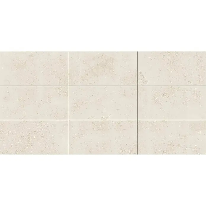 Atlas Concorde Solution Feinsteinzeugfliese Lunastone - 60 x 120 cm, Ivory, Matt - Nahaufnahme von beigen Keramikfliesen mit leichter Textur, die ein sauberes und modernes Aussehen verleihen. Ideal für Böden und Wände.