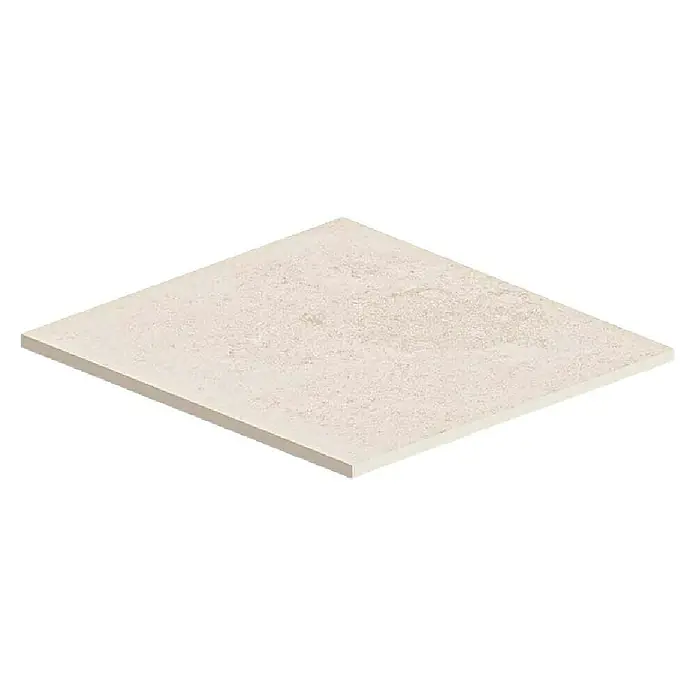 Atlas Concorde Solution Feinsteinzeugfliese Lunastone - 60 x 60 cm, Ivory, Matt - Eine einzelne quadratische, helle und steinartige Bodenfliese, die eine natürliche und robuste Textur zeigt, ideal für moderne Interieurs.