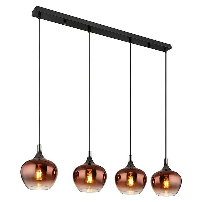 Globo Pendelleuchte Maxy (E27, 40 W, L x B x H: 1 000 x 180 x 1 200 mm, Klar, Kupferfarben, Schwarz, Schwarz-Chrom) | BAUHAUS