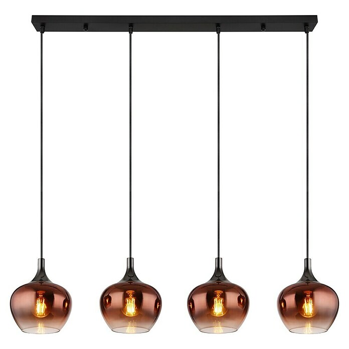 Globo Pendelleuchte Maxy (E27, 40 W, L x B x H: 1 000 x 180 x 1 200 mm, Klar, Kupferfarben, Schwarz, Schwarz-Chrom) | BAUHAUS